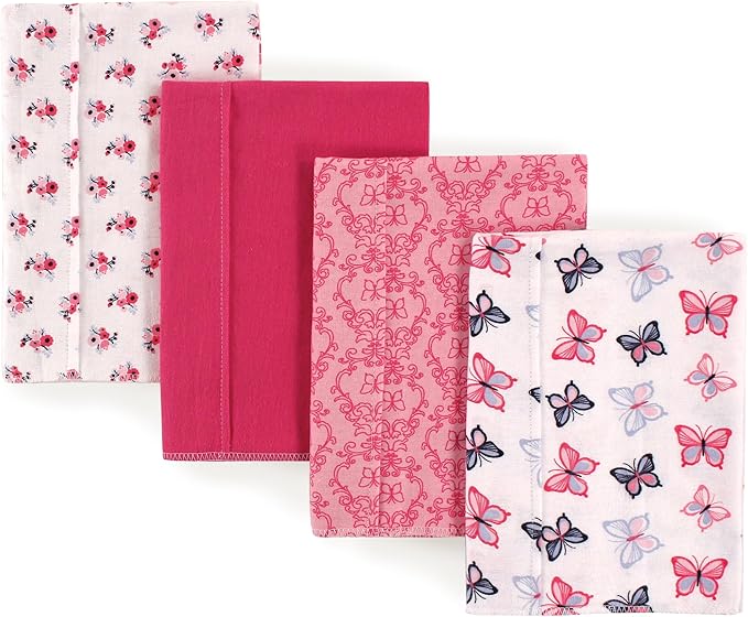 Hudson Baby Cotton Poly Flannel Burp Cloths Multipack, Butterflies 8-Pack, One Size
