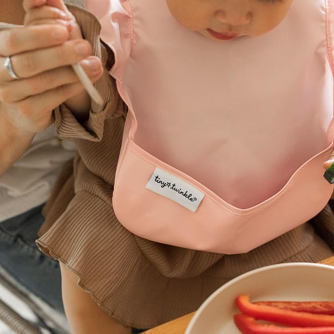 Tiny Twinkle Mess-Proof Baby Bibs for Eating | Waterproof, Wipeable Toddler Bibs with Catch-All Pocket | Feeding Bibs for Girls & Boys(3 Pack,Unicorn Set)
