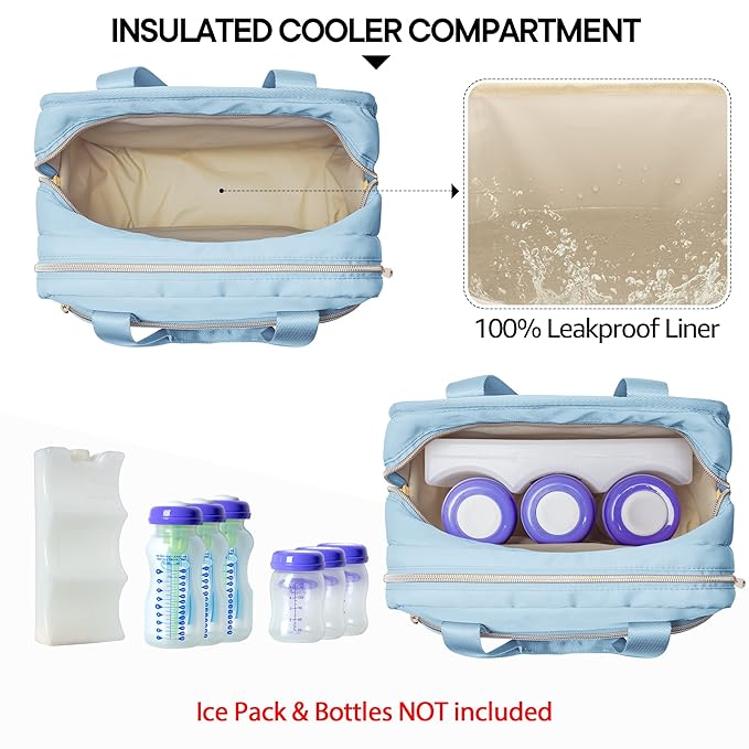 Fasrom Wearable Breast Pump Bag with Cooler Compatible with Momcozy, Medela and Elvie Pumps, Portable Pump Carrying Case for Working Moms, Blue