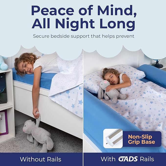 Travel Bed Rails for Toddlers (2 Pack) – Inflatable Bed Rails for Twin, Full, Queen & King Beds – Portable & Non-Slip Bed Bumpers – Water-Resistant & Durable Guard Rail