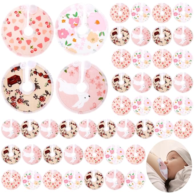 Threlaco 48 Pcs Gtube Button Covers Feeding Tube Pads Holder Abdominal Reusable Accessories Peg Tube Soft Absorbent Breast Feeding Pads Breastfeeding Support Nursing Care Stay Dry(Flower)