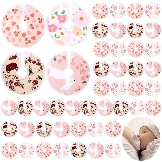 Threlaco 48 Pcs Gtube Button Covers Feeding Tube Pads Holder Abdominal Reusable Accessories Peg Tube Soft Absorbent Breast Feeding Pads Breastfeeding Support Nursing Care Stay Dry(Flower)