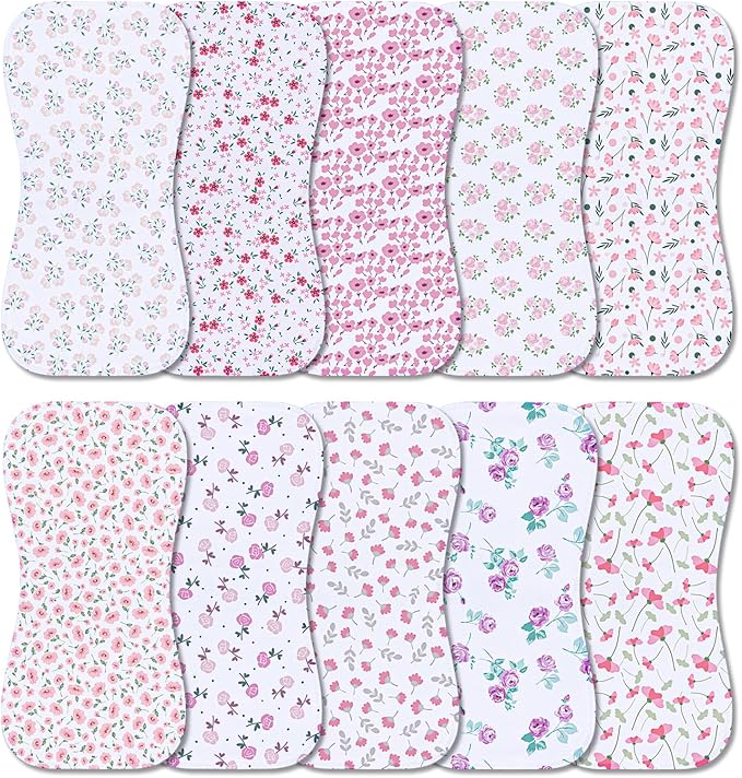 10-Pack Burp Cloths for Baby Boys and Girls - Organic Baby Burp Cloth,Baby Washcloths, Burp Rags, Large Neutral Burp Clothes for Newborn