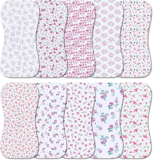 10-Pack Burp Cloths for Baby Boys and Girls - Organic Baby Burp Cloth,Baby Washcloths, Burp Rags, Large Neutral Burp Clothes for Newborn