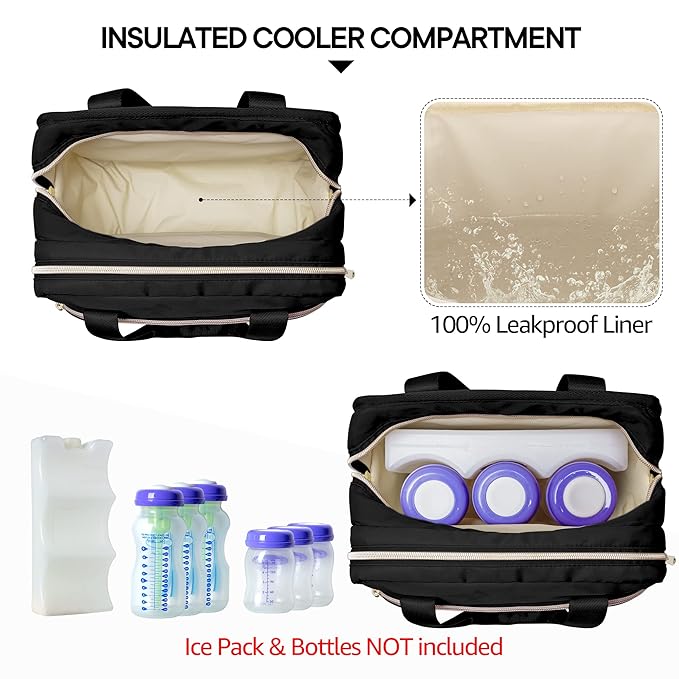 Fasrom Wearable Breast Pump Bag with Cooler Compatible with Momcozy, Medela and Elvie Pumps, Portable Pump Carrying Case for Working Moms, Black (Bag Only, Patent Design)