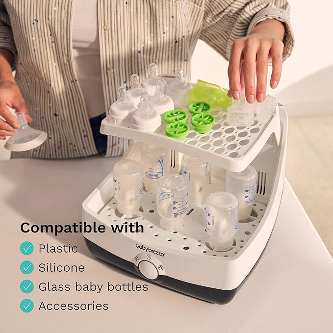 Baby Brezza Superfast 10 Minute Baby Bottle Sterilizer + Dryer - 75% Faster – Universal Electric Steam Sterilization for All Bottles, Pacifiers + Breast Pump Parts
