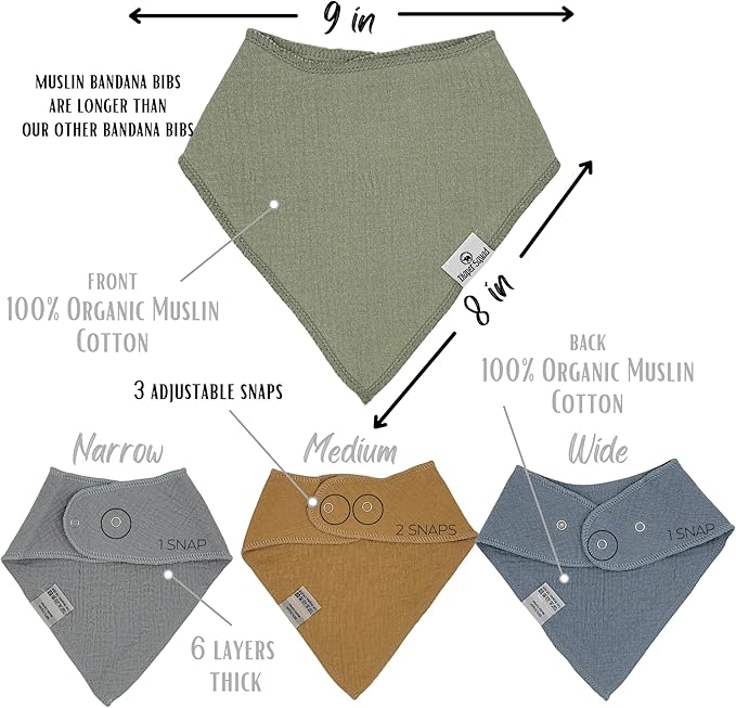DiaperSquad's 100% Organic Cotton Baby Drool Bibs, Super Absorbent & Adjustable Baby Bibs for Drooling and Teething