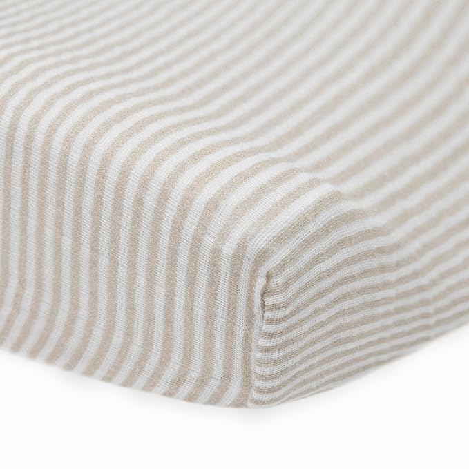 Little Unicorn Changing Pad Cover for Newborns & Infants | Soft & Breathable Muslin Fabric | Baby Diaper Changing Table Pad Cover (Sand Stripe)