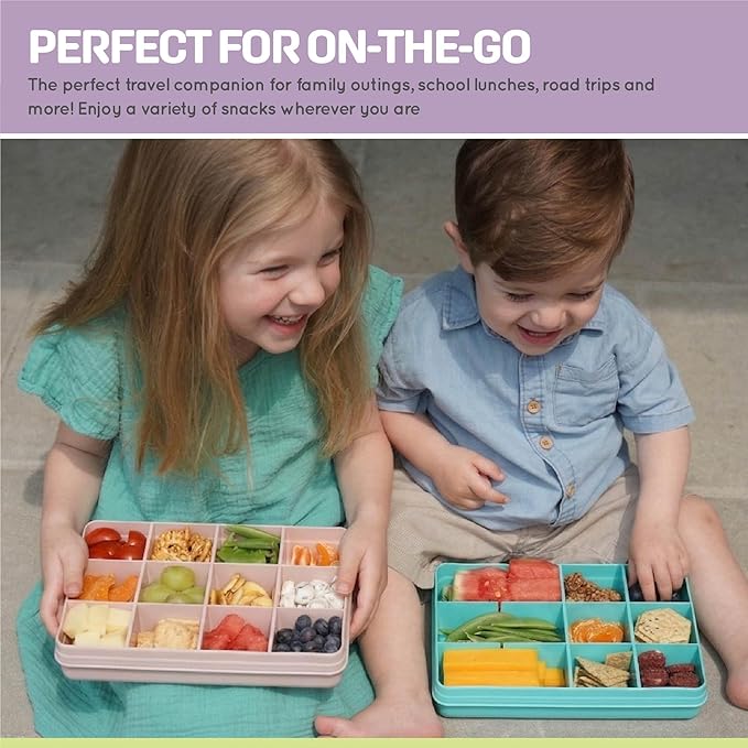 melii Snackle Box |12-Compartment Snack Container with Removable Dividers, BPA-Free Food Storage for Travel, School & On-the-Go Snacks, Kids & Family Organizer (Berry)