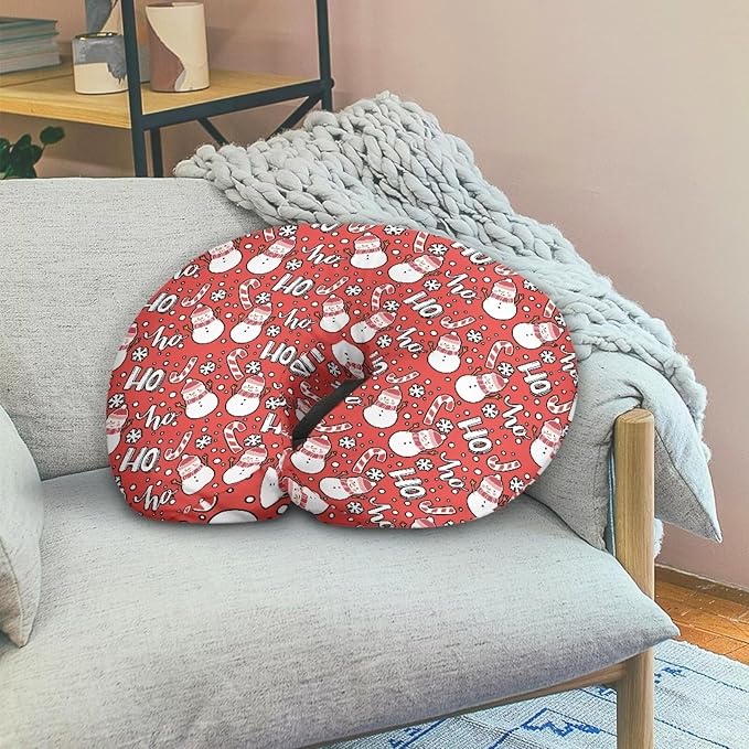 Christmas Candy Snowman Nursing Pillow Cover for U-Shaped Breastfeeding Pillow Nursing Pillow Hidden Zipper Design Soft and Skin-Friendly