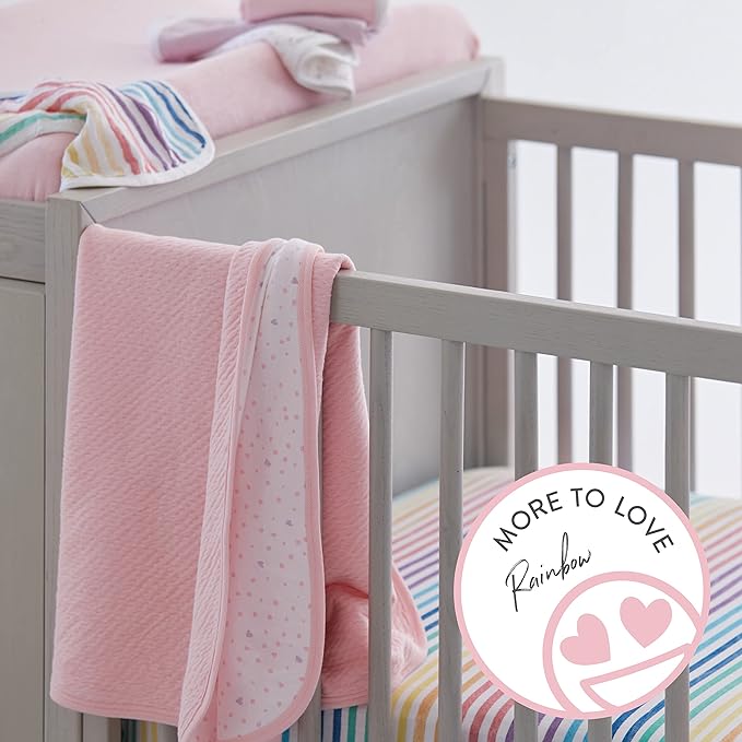 HonestBaby 2-Piece Organic Cotton Printed & Terry Changing Pad Cover Set, Rainbow Stripe, One Size (D2BDR)