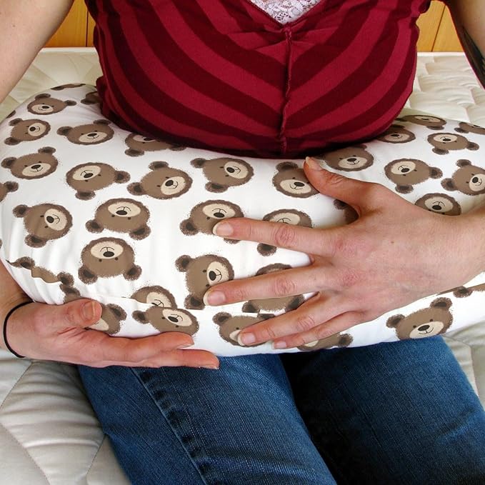 Neutral Boho Bears Baby Nursing Pillow Covers for Boy Girl Cute Brown Bear Nursing Pillow Slipcovers for Breastfeeding Pillows Watercolor Bears Soft Stretchy Slipcover for Newborn Infant