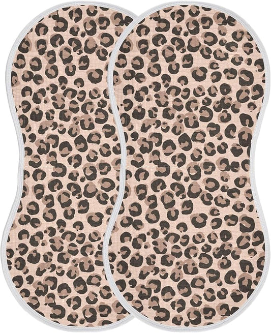 Leopard Cheetah Print Burp Cloths Baby Boys Girls Absorbent Soft Cotton Burping Cloths Rags 2 Pack
