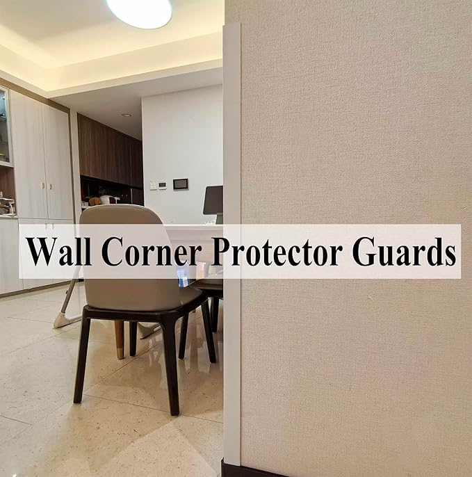 Wall Corner Protector PVC Self-Adhesive Guards for Furniture, Cabinet Edge Protection (4, White, 1.97“X48”)