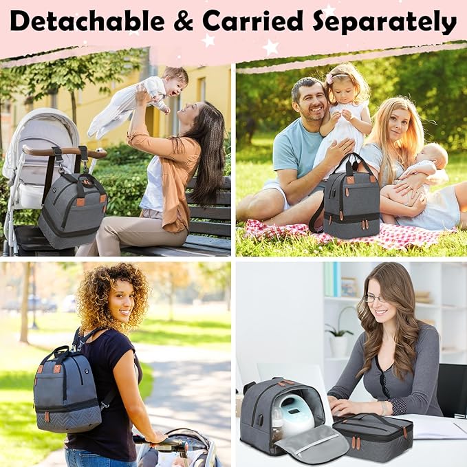 Breast Pump Bag for Spectra S1/S2 - Spectra Pump Bag with Ice Pack & Waterproof Mat, Portable Breast Milk Cooler Case for Work, Travel and Family Use, Deep Grey