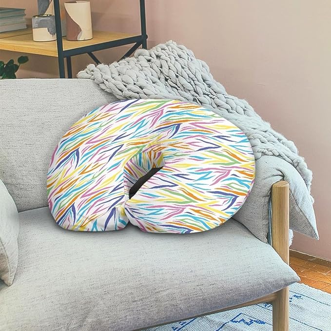 Colorful Zebra Skin Nursing Pillow Cover for Baby Boy Girl Breastfeeding Slipcover Infant Newborn Nursery Bottle Pillowcase Breathable and Washable