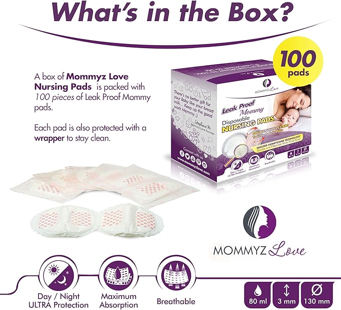 Nursing Mom Basic Kit - Gel Nursing Pads for Hot and Cold Breast Therapy + Disposable Ultra Thin Extra Absorbent Nursing Pads with Daytime and Overnight Protection (100 Count)