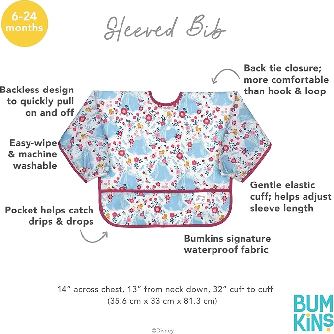 Bumkins Sleeved Bib for Girl or Boy, Baby and Toddler for 6-24 Mos