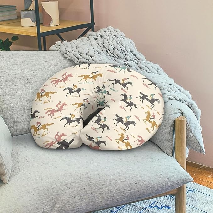 Riding Horse Pillow Cover for Infant Snug Stain Resistant Neutral Breastfeeding Pillow Cover Soft Custom Gifts for Toddler Infant (22"x18"x6")