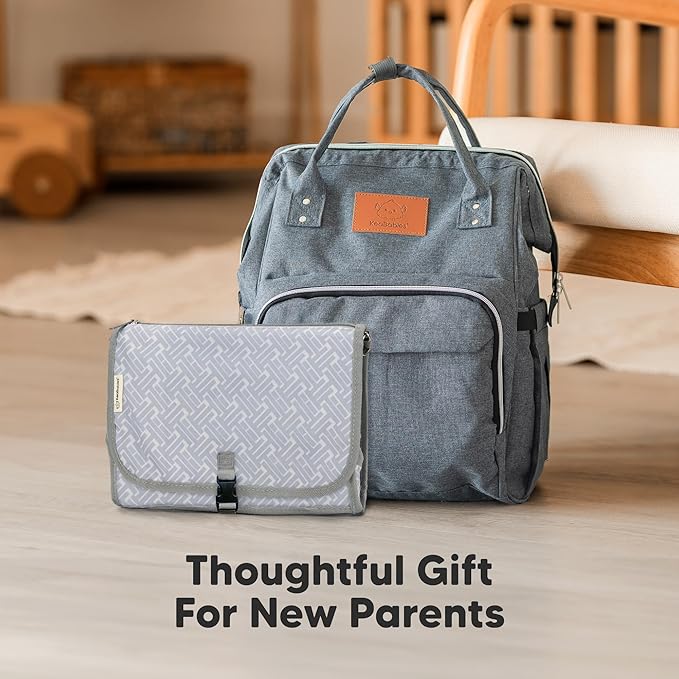 KeaBabies Portable Diaper Changing Pad, Travel, Car - Large Waterproof Baby Changing Mat, Wipeable, Padded, On The Go Travel Diaper Clutch Bag, Easy to Use Pockets for Newborn Essentials (Prairie)