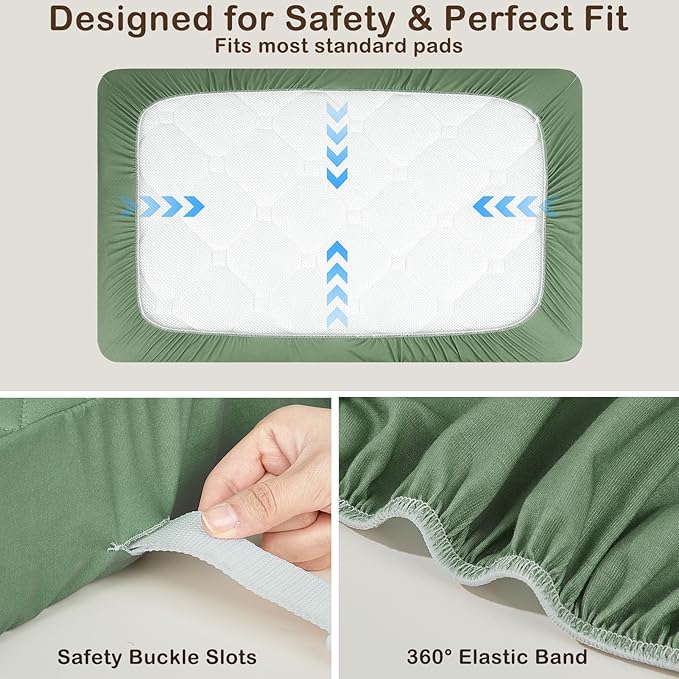 FIOBEE Changing Pad Cover Waterproof 2 Pack Quilted Diaper Change Table Sheets Breathable & Ultra Soft for Newborn Baby Boys Girls Fitted Changer Pads 32"x 16", Green Floral