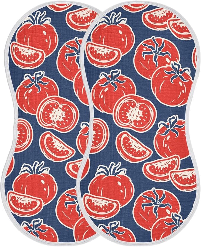 vvfelixl Muslin Burp Cloths Slice Red Tomatoes Baby Washcloths for Baby Girl Boys 2 Pack