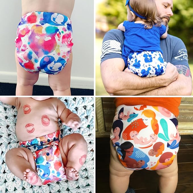 Mama Koala 1.0 Cloth Diapers for Babies, 6 Pack Pocket Shell Only (NO Inserts) - One Size Washable and Reusable Pocket Diapers for Newborns and Toddlers - 160035