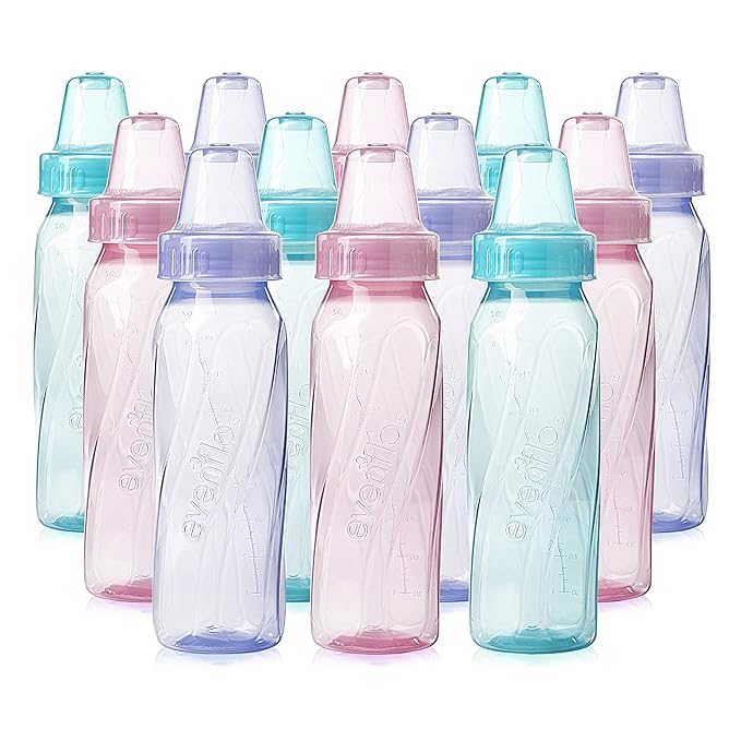 Classic Tinted Plastic Bottles, 8 Ounce (Pack of 12) and Classic BPA-Free Silicone Fast Flow Nipples, 6 Count (Pack of 1)