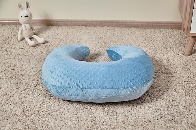 ESEN Plus Size Nursing Pillow and Body Positioner for Breast Feeding and Bottle Feeding, Ultra Soft Baby Breastfeeding Pillows with Removable Nursing Pillow Cover for Mom and Baby (Blue)