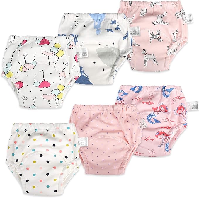 MooMoo Baby Potty Training Pants 6 Packs Absorbent Training Underwear for Boys and Girls Cotton Pee Pants 2T-9T
