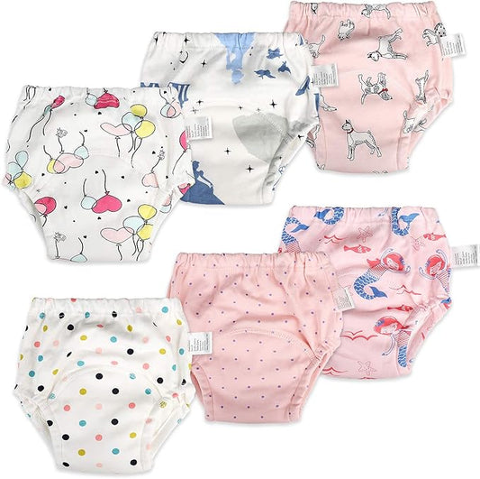 MooMoo Baby Potty Training Pants 6 Packs Absorbent Training Underwear for Boys and Girls Cotton Pee Pants 2T-9T