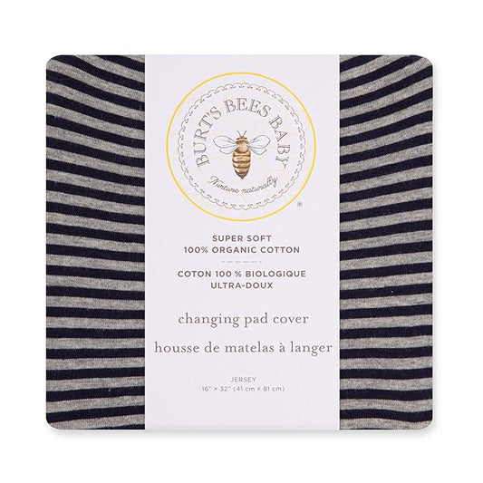 Burt's Bees Baby - Changing Pad Cover, 100% Organic Cotton Changing Pad Liner for Standard 16" x 32" Baby Changing Mats