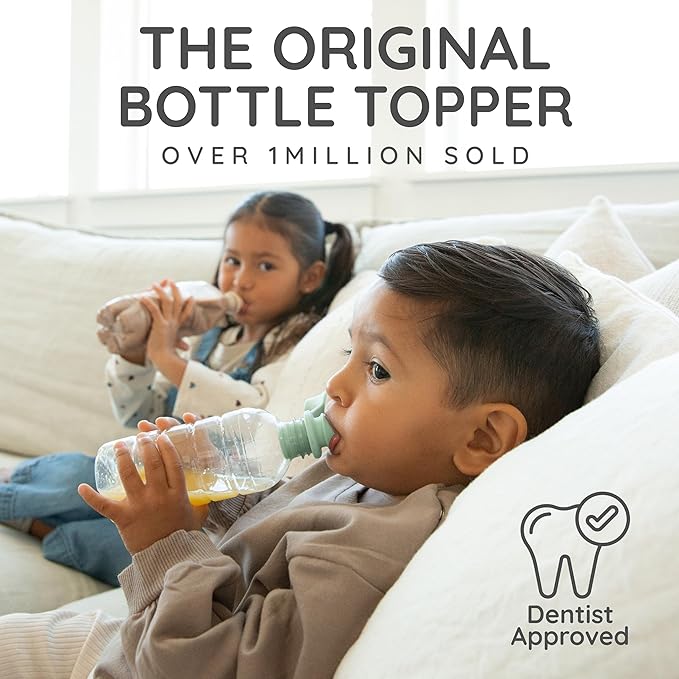 Kiddikap Original Water Bottle Topper for Toddlers – 100% Silicone Sippy Top Spout with Protective Cap makes the Bottle Top a Spill Proof Lid for Kids and Adults - 3 Pack - Pastel