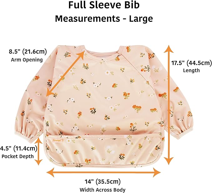 Waterproof Long Sleeve Bib – Machine Washable Baby Bibs for Eating – Baby Smock Bib for Toddler – BLW Supplies for Baby