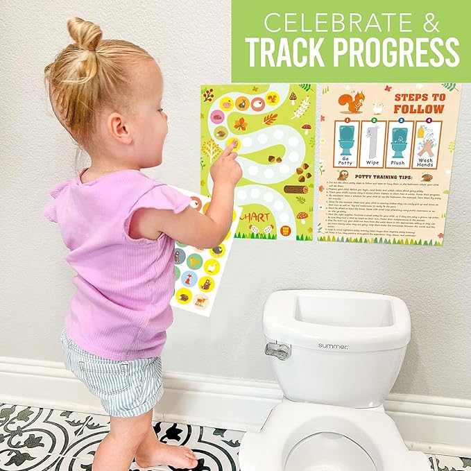 Adullpony Potty Training Chart Potty Training Sticker Chart – 5 Fun Styles Potty Sticker Chart with Rewards for Toddlers Girls, Motivational Potty Training Rewards for Kids