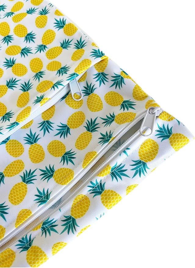 Wet Dry Bag for Cloth Diapers, 2PCS Waterproof Reusable Wet Bag with Zippered Pockets, Washable, Reusable for Travel, Beach, Pool, Stroller, Diapers, Dirty Gym Clothes, Swimsuits, 14x12In & 12x11In
