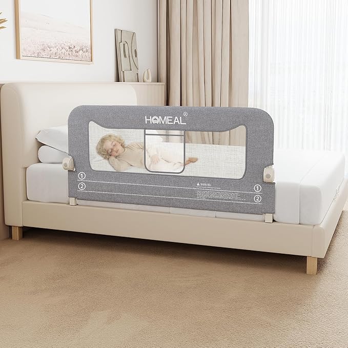 HOMEAL Toddler Bed Rail 47in Foldable Bed Rails Twin Size Rail Baby Bed Rail Guard for Twin Size, Grey