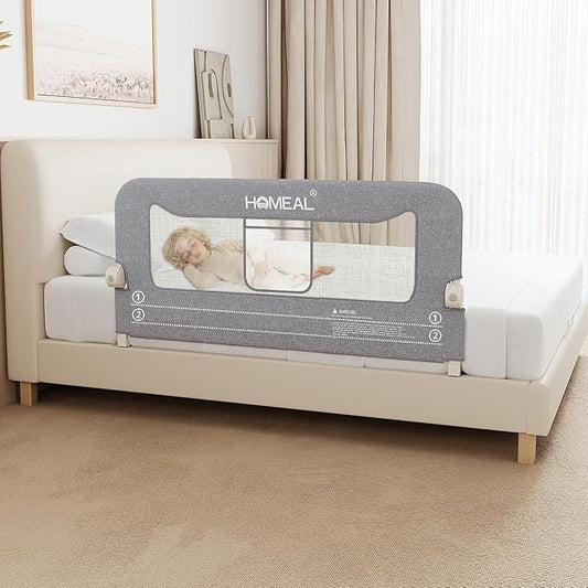 HOMEAL Toddler Bed Rail 47in Foldable Bed Rails Twin Size Rail Baby Bed Rail Guard for Twin Size, Grey