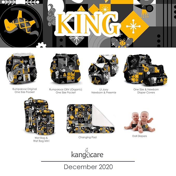 Kanga Care Wet Bag Seam Sealed Waterproof 3D Dimensional for Baby Cloth Diapers, Travel, Beach, Pool, Gym, Swim | 2020 Winter LE || (Mouse) King