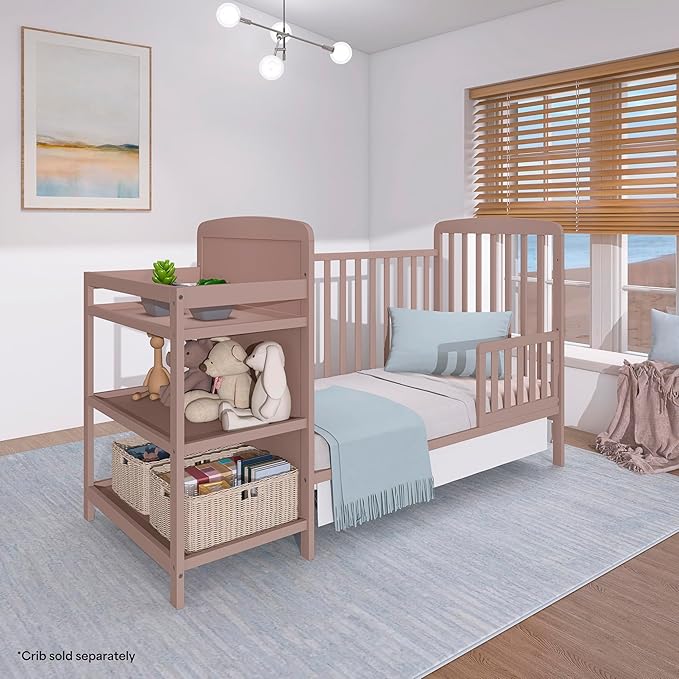 Dream On Me Toddler Guard Rail for Convertible Crib, Solid Wood Bed Rail for Toddler Bed Conversion, Brown Sugar