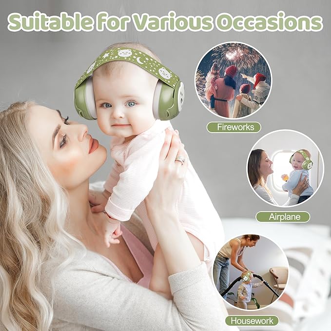YomauiYee Baby Earmuffs-Infant Ear Protection for Babies 0-36 Months, 25dB NRR Baby Noise Cancelling Headphones with Little Bear Design,Baby Flight Essentials for Travel/Improves Sleep/Outdoor