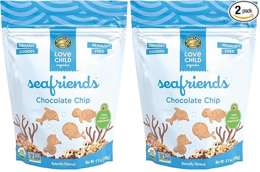 Love Child Organics Sea Friends Chocolate Chip Cookies, 4.9 oz (Pack of 2), Non-GMO, by Nature's Path