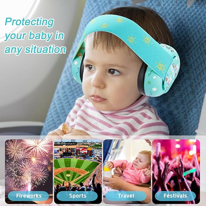 Infant Ear Protection Noise Cancelling Baby Ear Muffs, Toddler Hearing Protection with Adjustable Elastic Headband，Race car