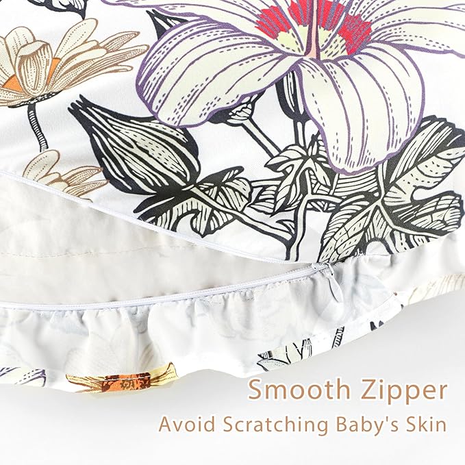 Ruffle Nursing Pillow Cover, Removable Stetchy Case for Breastfeeding Pillows, Ultra Soft and Breathable Feeding Pillow Slipcover with Modern Design Lace for Infant Girls Boys, Vintage Floral