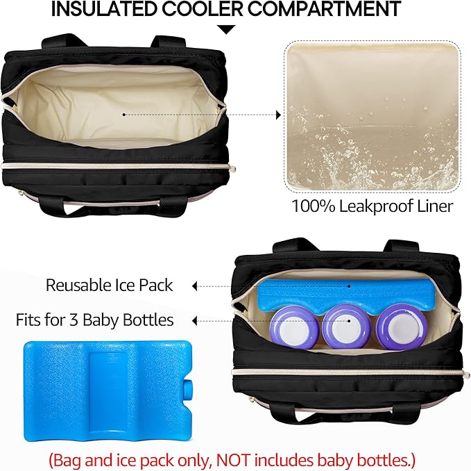 Fasrom Wearable Breast Pump Bag with Cooler and Ice Pack Compatible with Momcozy, Medela and Elvie Pumps, Insulated Pump Carrying Case to Hold Extra Pump Parts, Black (Patent Design)