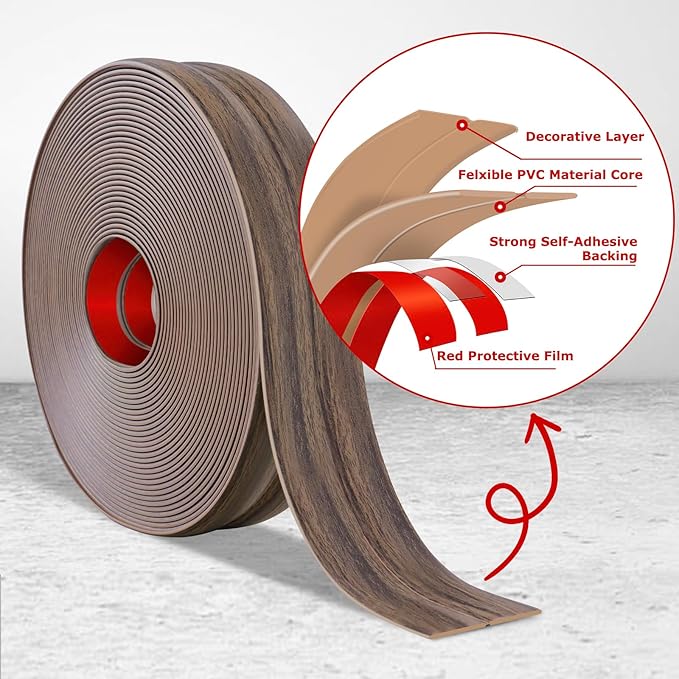 Flexible Wall Corner Protector Moulding Trim Peel and Stick Wall Corner Guards Edge Protector Self Adhesive Molding Trim Strip for Edge Ceiling (Smoked Brown Wood Grain, 1.6 in x 20 Ft)