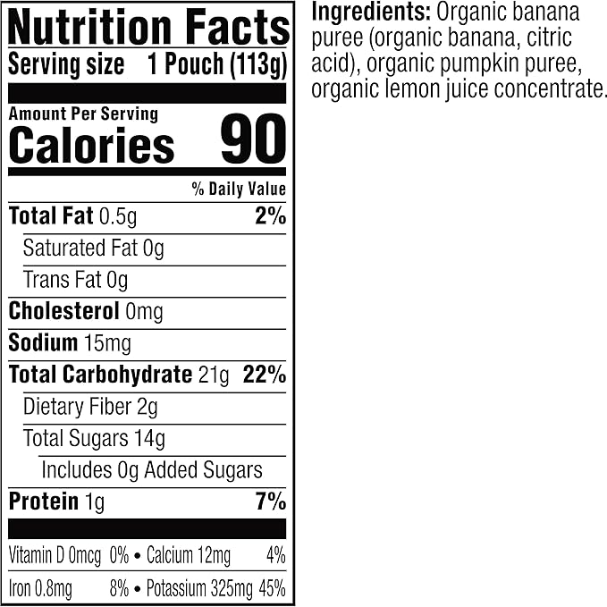 Plum Organics Stage 2, Organic Baby Food, Banana and Pumpkin, 4 Ounce Pouch (Pack of 6)