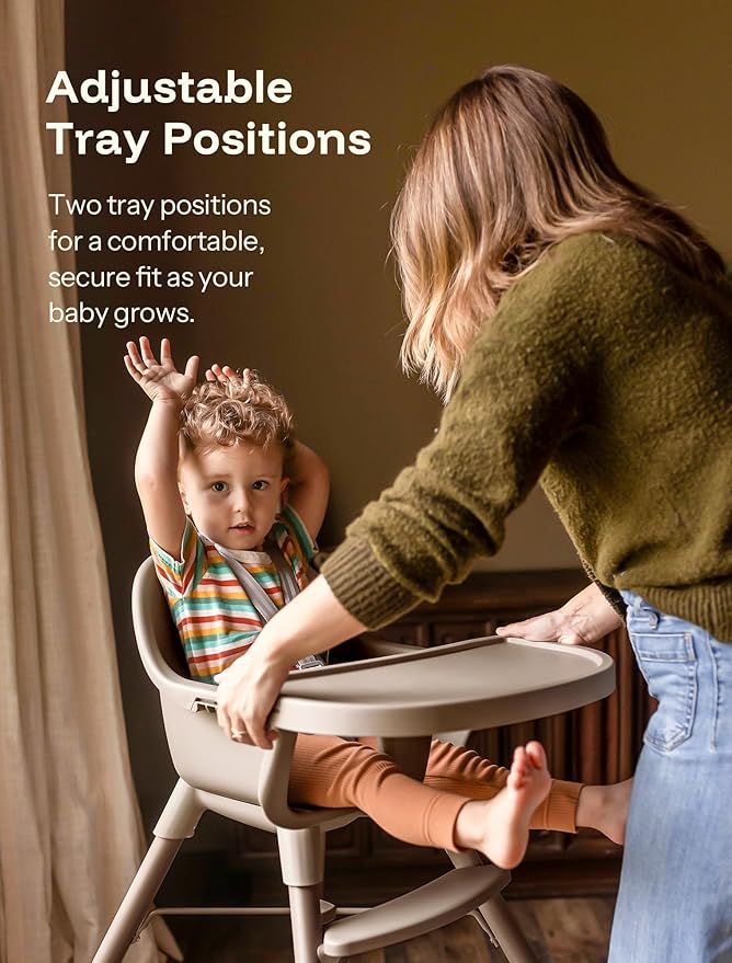 HARPPA 2 in 1 Baby High Chair for Babies and Toddlers, Convertible High Chairs with Removable Double Tray, Waterproof PU Seat Cushion, Anti-Slip Footrest and 5-Point Harness for 6–36 Months, Beige