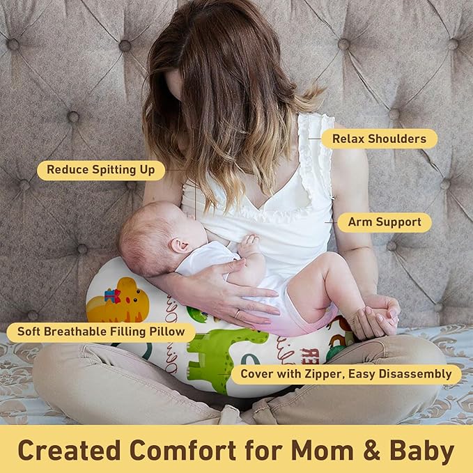 Dyoart Baby Nursing Pillow Cover,Personalized Soft Nursing Covers,Custom Breastfeeding Pillow Slipcover for Bottle Feeding,Gifts for Toddler Infant(23"x19"x5.5")(one Size)