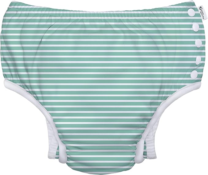 green sprouts Baby Toddler Eco Snap Swim Diaper - Mint Stripes - 24mo